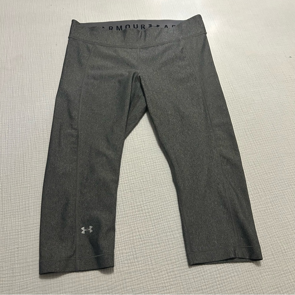 Under Armour Grey Capri Crop Running Leggings Sz XL X-Large